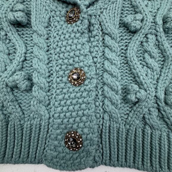 Zara Cable Knit Chunky Boxy Cropped Sleeveless Button Front Vest Women's M/L - Picture 2 of 5